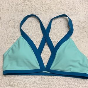 Mint green and teal bikini top